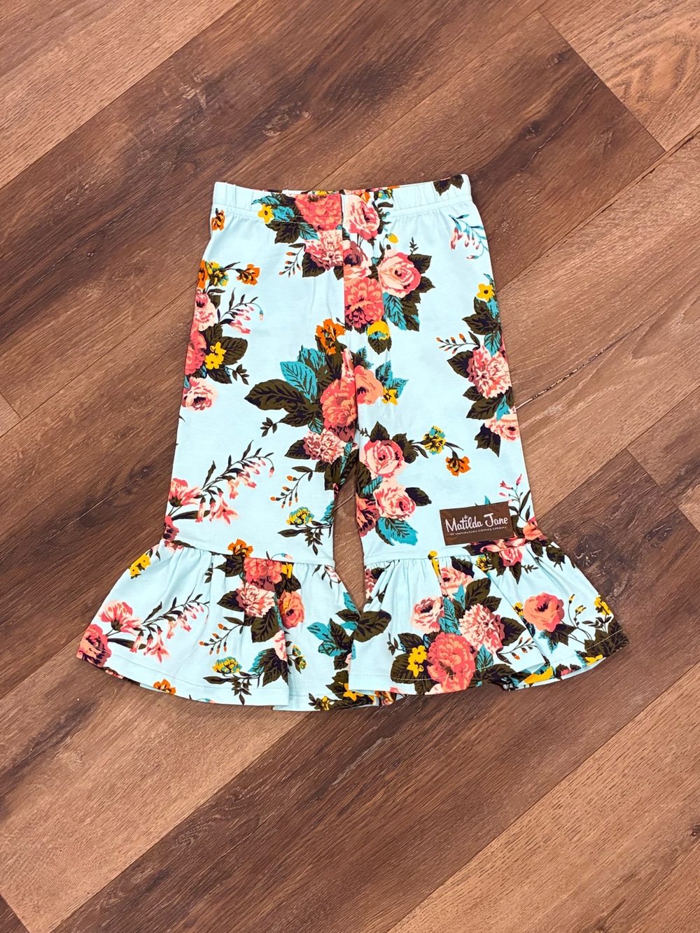 NWT Matilda Jane Special Days Big Ruffle Wonderment Blue Floral Pants Bottoms 2T